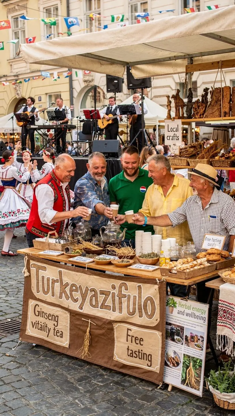 Svježe pripremljena šalica čaja s mirisnim biljem i ginsengom.