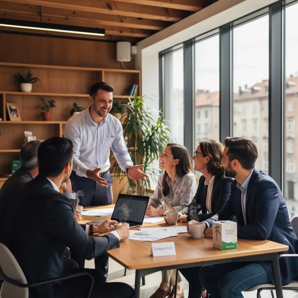 Mješavina biljnog čaja s ginsengom u elegantnoj ambalaži.