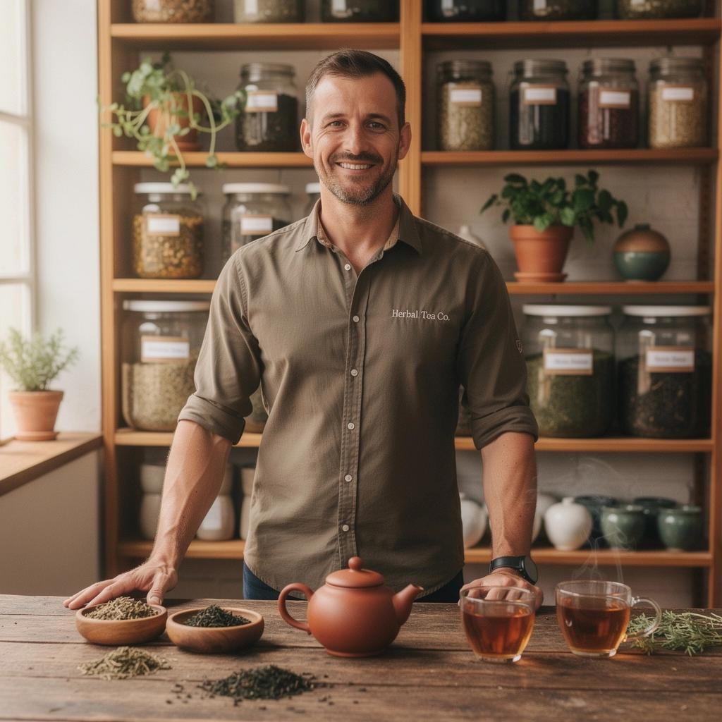 Zeleni čaj s ginsengom u elegantnoj šalici na drvenoj površini.